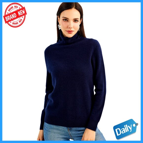 100% Cashmere Turtleneck Sweater Long Sleeve Pullover Fall Winter Warm